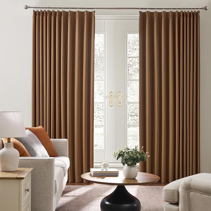 Cappuccino Brown Mocha Curtains 40x92 Inches Long 2 Panels Set, Pinch Pleated - Image 4