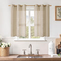 Kitchen Linen Curtains 40 Inch Length, Soft Thick Light Filtering Bronze by LAMIT