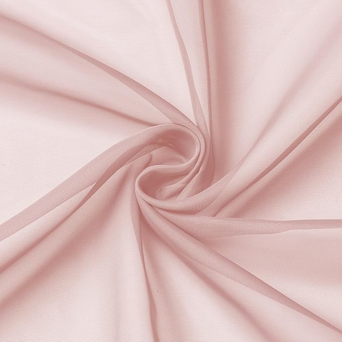 Aiyufeng Blush Pink Sheer Curtains 54 Inch Length 2 Panels Set, Light Filtering Airy Rod Pocket Light Pink Window Curtain Treatment Drapes for Kitchen Bedroom Living, Each 42Wx54L Inches
