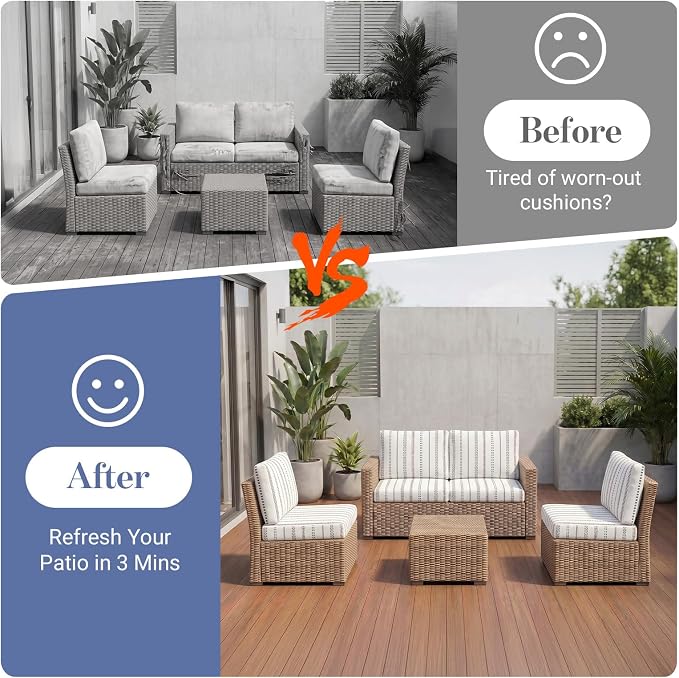 8Pcs Patio Cushion Covers Stretch Outdoor Furniture Protector Slipcovers | - Image 4