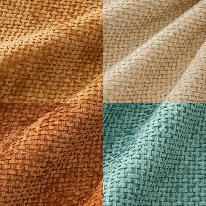 MIULEE Soft Decorative Chenille Fall Pillow Covers Beige Orange Teal 18x18 | - Image 6