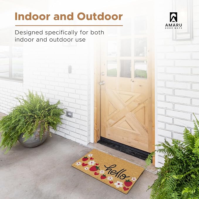 Coir Welcome Mat, Strawberries, 17 x 29 in | 100% Natural Coir, Anti-Shedding - Image 5