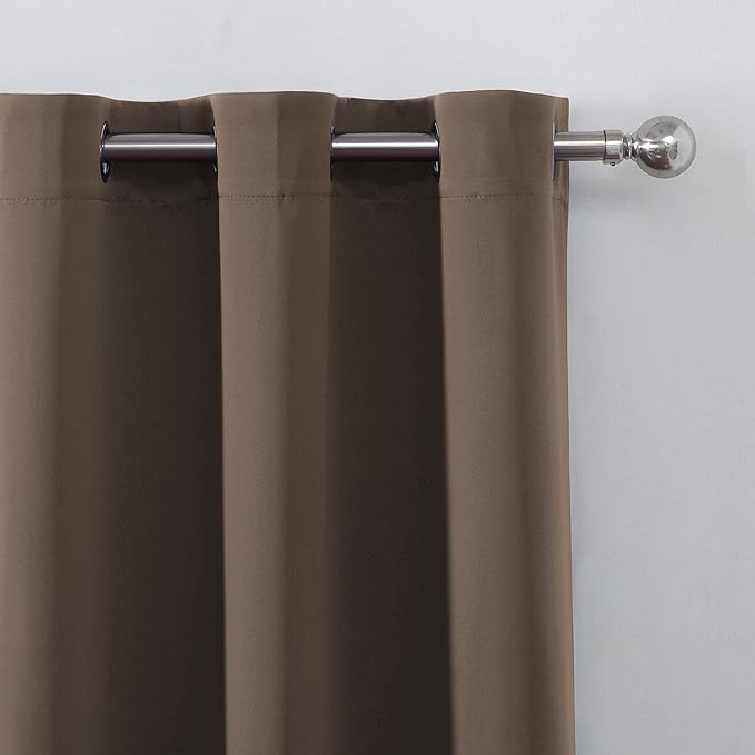 Chocolate Brown Thermal Blackout Curtains/52 x 72 Inch/Set of 2 Panels Room - Image 6