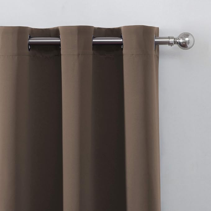 Chocolate Thermal Blackout Curtains/42 x 84 Inch/Set of 2 Panels Room Darkening - Image 7