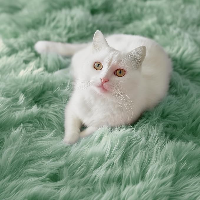 Sage Green Rugs for Bedroom 4x6 Ft, Fluffy Plush Fuzzy Carpet for Kids Room | - Image 5