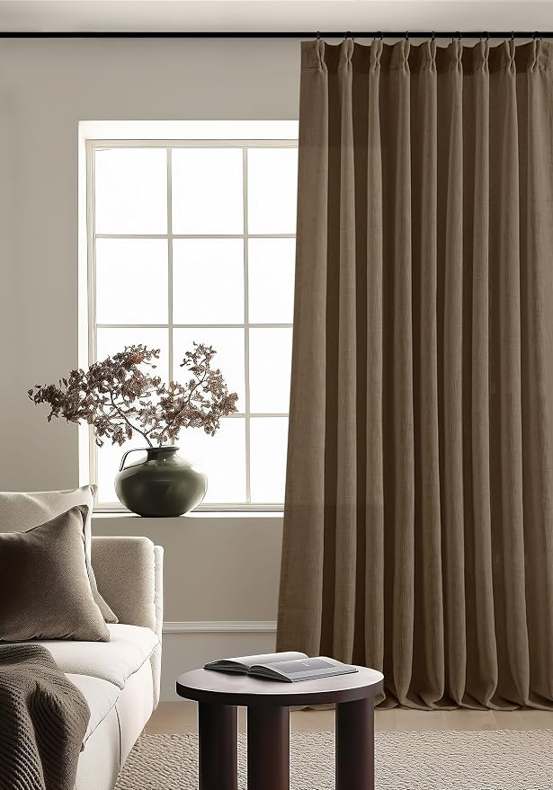 Dutch Cocoa Pinch Pleat Linen Curtains 120 Inches Long 60 Inch Wide 1 Panel | by Twodrapes