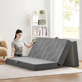 Foldable Mattress Single 6 inch -Portable Grey Memory Foam Folding Matress with Washable Cover for Camping Travel Guest Room Home Use-Non-Slip&Easy Storage