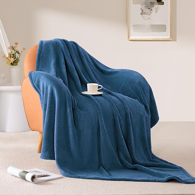 BEAUTEX Fleece Blanket King Size Super Soft Flannel Throw Blanket Lightweight Fuzzy Plush Blanket for Couch Sofa or Bed All Seasons (Dusty Blue, 108" x 90")