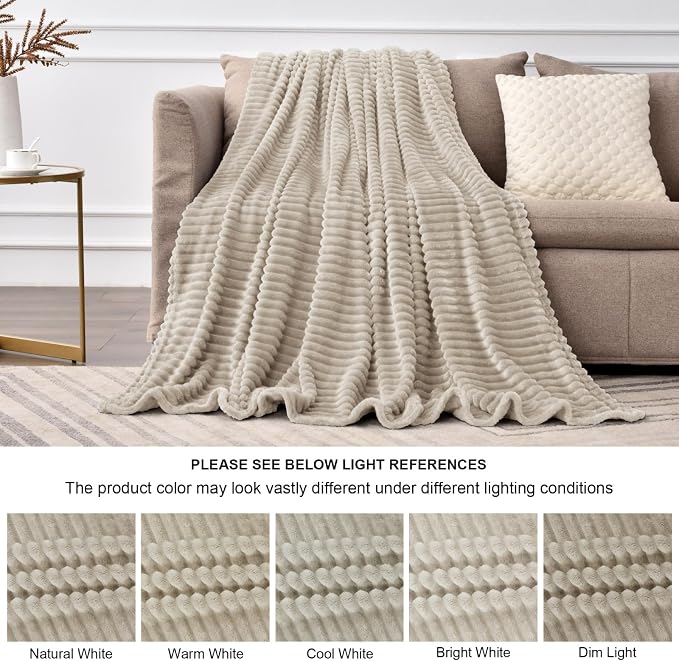 BEDELITE 3D Ribbed Jacquard Linen Fleece Twin Blanket - Image 5