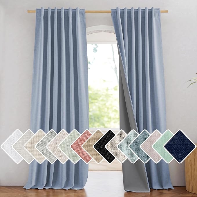 NICETOWN Full Blackout Linen Curtains 108" Length - Image 9
