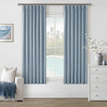 Dusty Blue 100% Black Out Pinch Pleated Linen 63 Inch Curtains by Twodrapes
