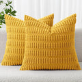 MIULEE Euro Corduroy Decorative Throw Pillow Covers 24x24 Mustard Yellow | Pack by MIULEE