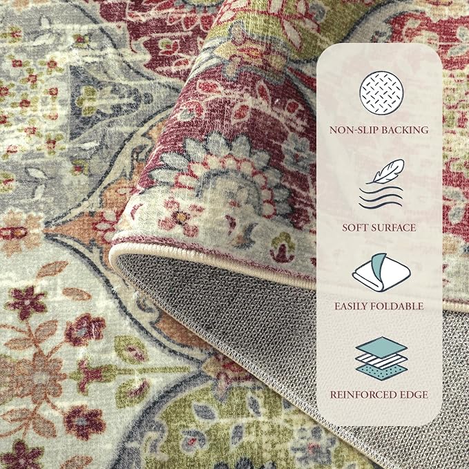 Lahome Moroccan Washable Round Area Rug, Soft Round Rugs 6ft Ultra-Thin | - Image 7