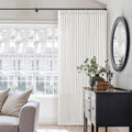 Beige White Pinch Pleated Linen 92 Inch Curtains 60 Inch Width | Linen Blend by Twodrapes