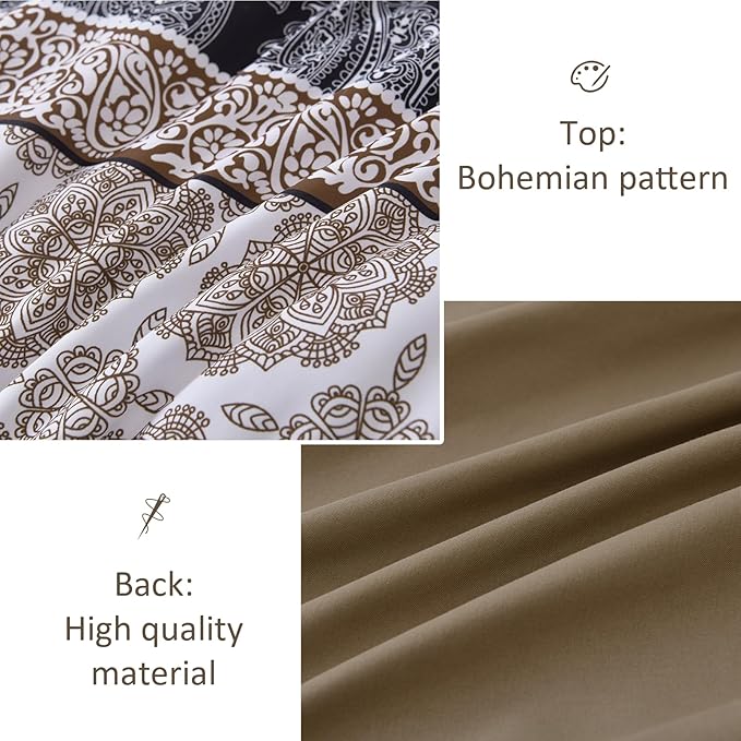 Cottolester Brown Comforter Set Queen Size,Boho Fall Bed in a Bag 8 Pieces,Paisley Soft Microfiber Bedding Comforter Set