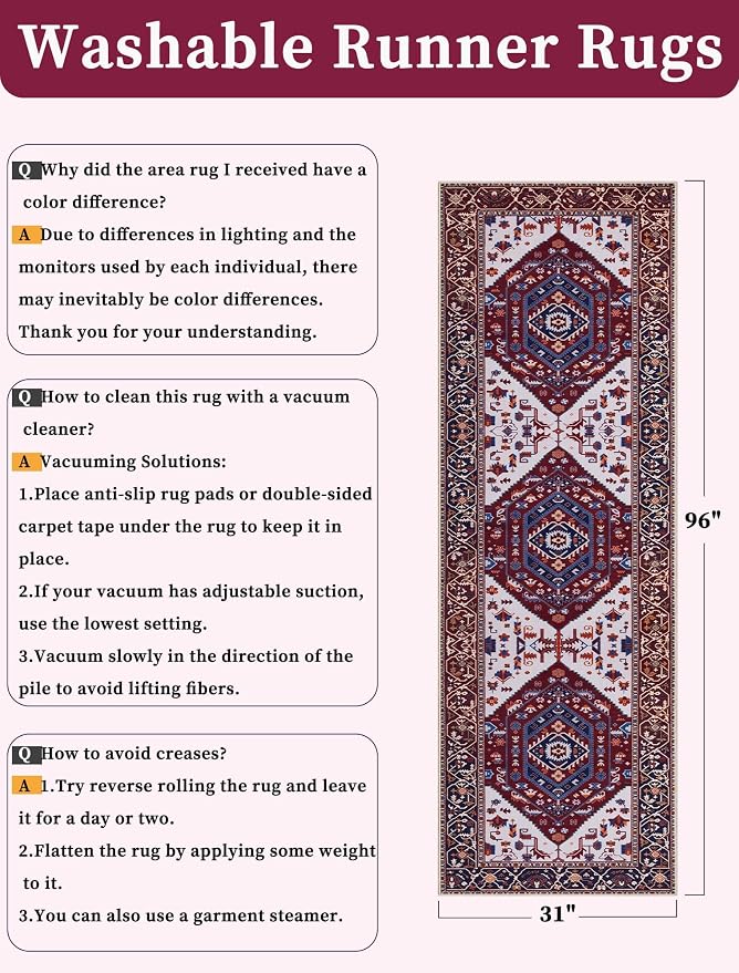 SERISSA 2'6"x8' Washable Non Slip Boho Runner Rug - Image 6