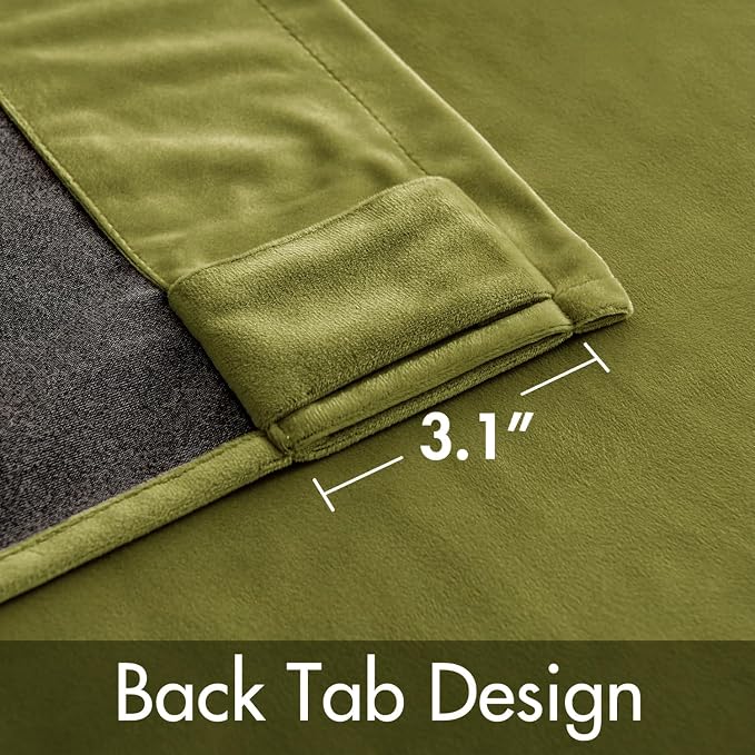 MIULEE Velvet Curtains 52x108 inches 2 Panels Moss Green Blackout Curtains | - Image 3