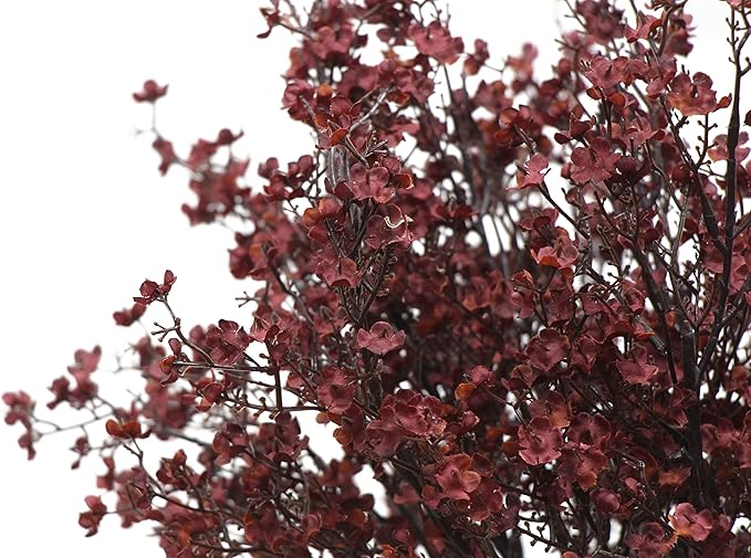 JAKY-Global Babys Breath Silk Burgundy Artificial Flowers 12 Bundle Fake Plants Farmhouse Decor Fall Stems Decoration Bouquets for DIY Home Garden (Burgundy Than Red)