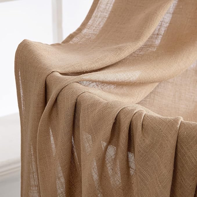 MIULEE Brown Linen Curtains 37x90 Inch Length 2 Panels - Image 6