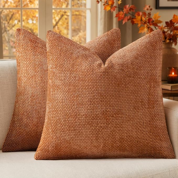 MIULEE Fall Decorative Orange Couch Throw Pillow Covers 20x20 Inch 2 Pack | by MIULEE