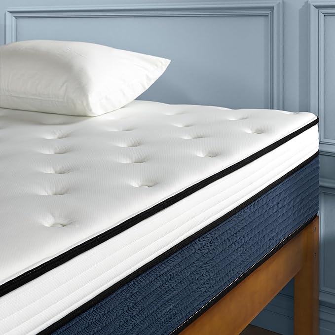ZINUS 14 Inch Cooling Comfort Support Hybrid Mattress [New Version], Queen, Fiberglass Free, Medium Plush, Cooling Motion Isolation, Certified Safe Foams & Fabric, Mattress in A Box
