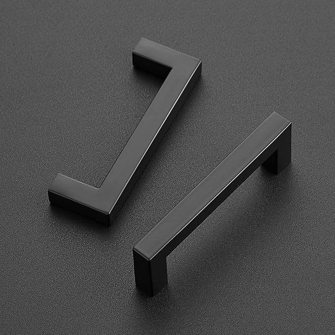 Ravinte 3 Pack Black Cabinet Pulls 3-3/4 Inch Square Kitchen Cabinet Handles Matte Black Kitchen Hardware for Drawer Pulls Drawer Handles Come with Screwdriver