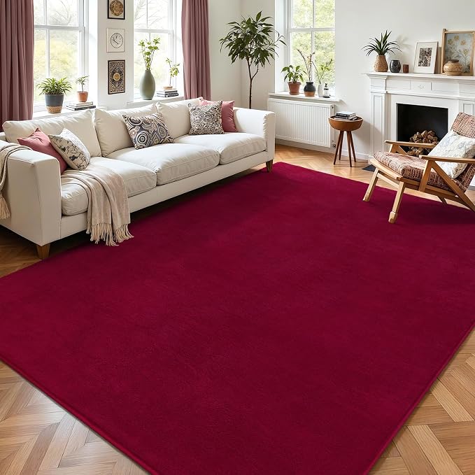 4x6 Area Rugs for Living Room Non Slip Dorm Bedroom Rug, Wine Red | Modern Area by AROGANAREARUG