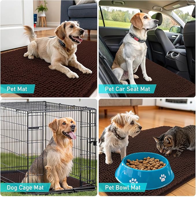 OLANLY Dog Door Mat for Muddy Paws 47x20, Super Absorbent Chenille Mud Mat | - Image 7