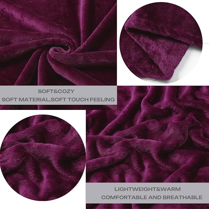 Purple Fleece Plush Throw Blanket 50"x60"for Couch Sofa Fuzzy Cozy Flannel | - Image 3