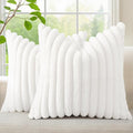 decorUhome Fall Faux Fur Throw Pillow Covers 18x18 Set of 2 White | Decorative by decorUhome