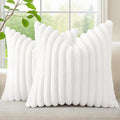 decorUhome Fall Faux Fur Throw Pillow Covers 24x24 Set of 2 White | Decorative by decorUhome