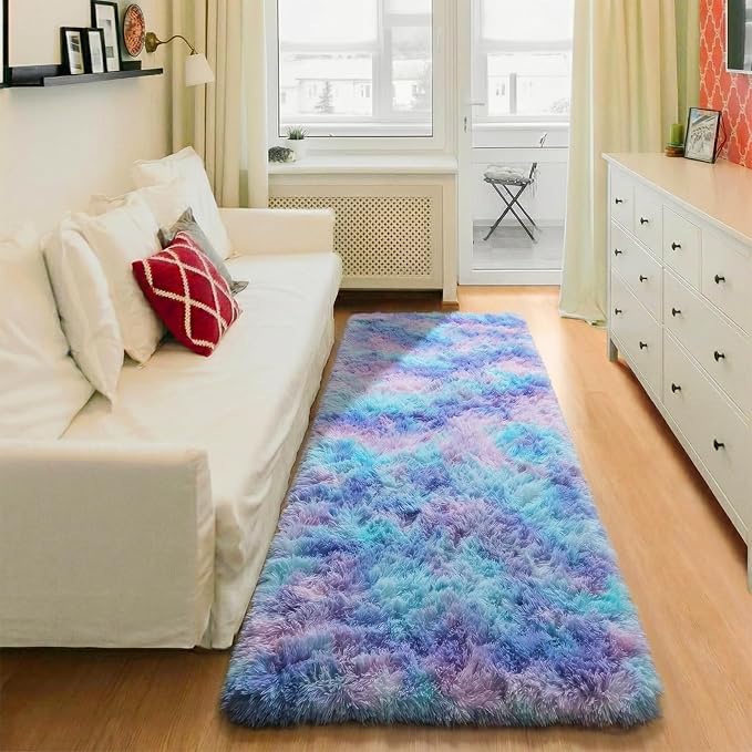 Rainbow Runner Rugs for Girls Bedroom Living Room, Fluffy 2x6 Soft Area Rug | - Image 6