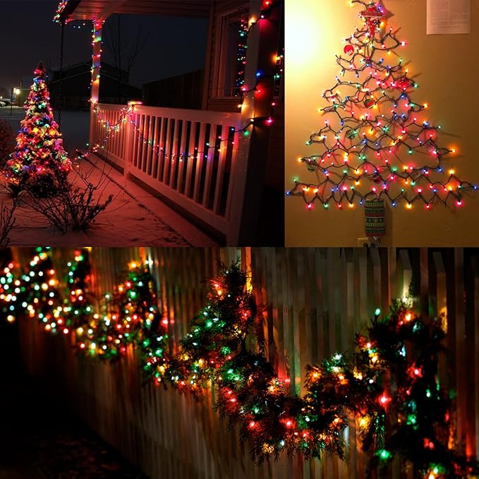 BrizLabs Colored Christmas Lights, 139.2ft 600 Count Christmas Tree Lights, 120V UL Certified Connectable Incandescent Mini Light String Set for Outdoor Indoor Xmas Party Garden Home Decor