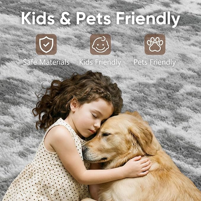8x10 Extra Large Grey Fluffy Soft Area Rug Non-Slip - Image 7
