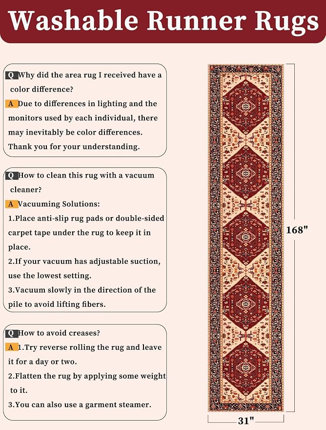 SERISSA 2'6"x14' Washable Non Slip Boho Runner Rug - Image 6