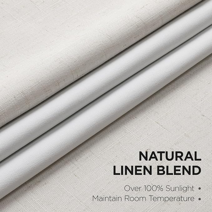 Joydeco 100% Blackout Pleated Curtains, Linen Window Curtains 2 Panel Sets 108 - Image 2