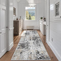 Runner Rugs for Hallways Kitchen 2.6x8 Non Slip Washable Black Grey Gold | by Aelenmu