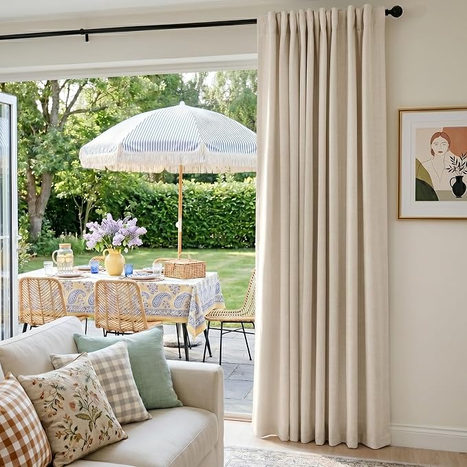 INOVADAY Extra Wide 100% Blackout Linen Curtains - Image 5