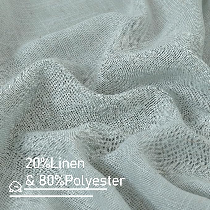 Greyish Blue Semi Sheer Linen Curtains - Image 3