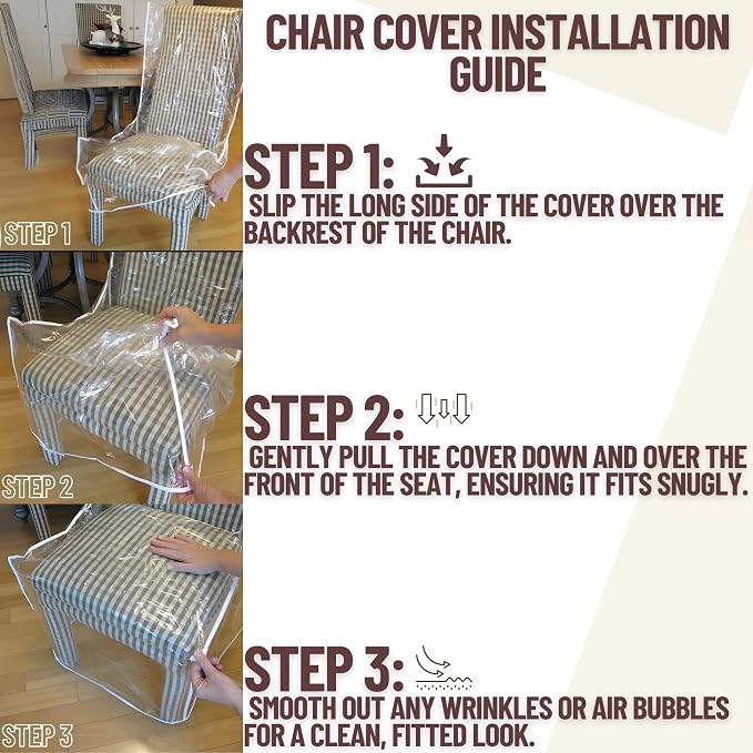 Evelots 4-Pack Clear PVC Dining Chair Covers, Spill-Resistant Protectors | - Image 6