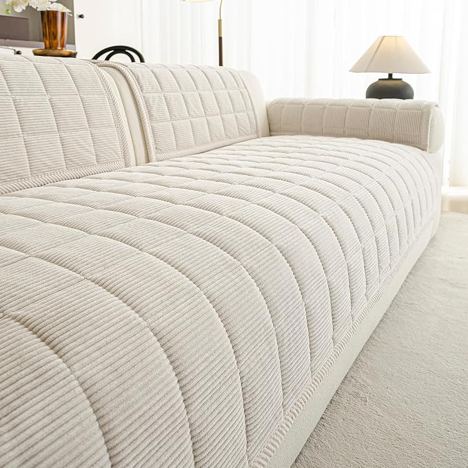Velvet Couch Covers for Sectional Sofa Washable, Non-Slip L Shaped Sectional by PJLZJFBY
