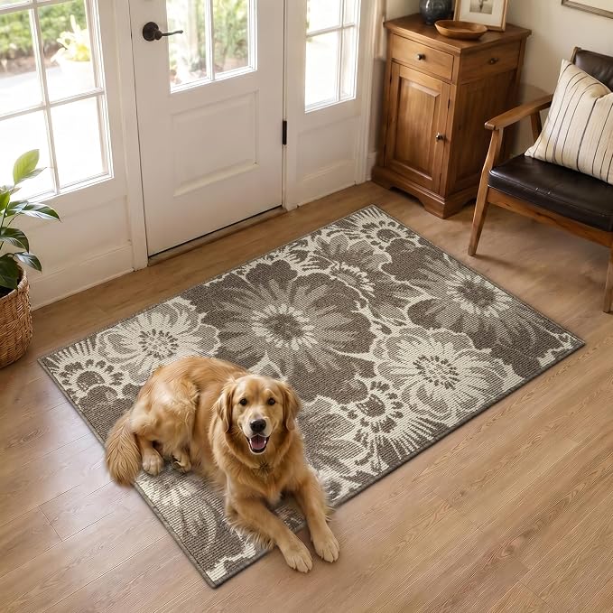 Findosom Washable Area Rug 3x5, Non Slip High-Low Textured Floral Rugs - Image 8