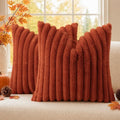 decorUhome Fall Faux Fur Throw Pillow Covers 22x22 Set of 2 Rust | Decorative by decorUhome