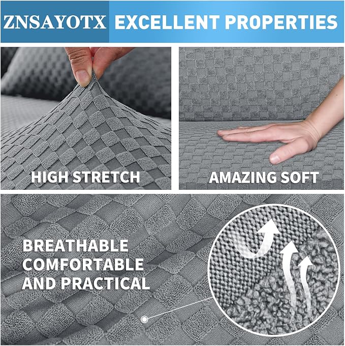 ZNSAYOTX Sectional Couch Covers, Stretch Jacquard Slipcovers - Image 5