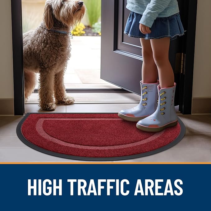 OLANLY Half Circle Front Door Mat Outside 29.5x17 All-Season Rubber Doormat | - Image 8