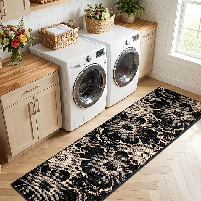Findosom Hallway Runner Rug 2x8, Non Slip High-Low Textured Floral Washable - Image 9
