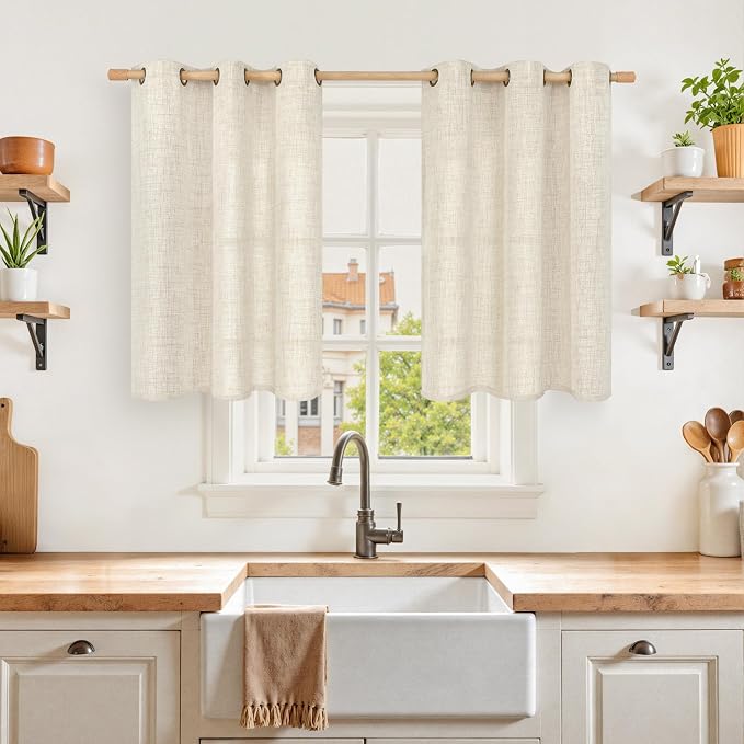 YoungsTex Linen Cafe Curtains 36 Inch Length by YoungsTex