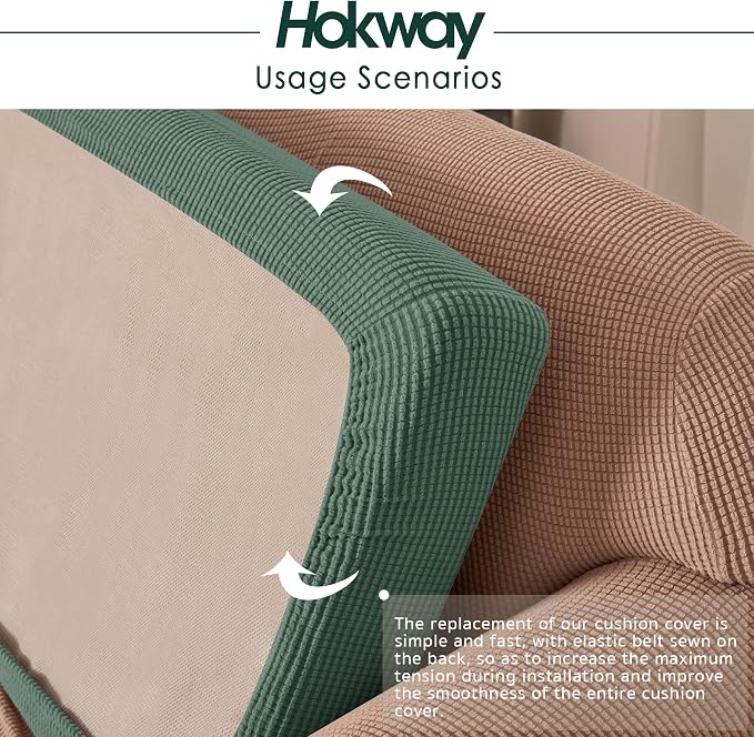 Hokway Couch Cushion Covers Stretch Cushion Covers Sofa Seat Cushion Slipcover - Image 5