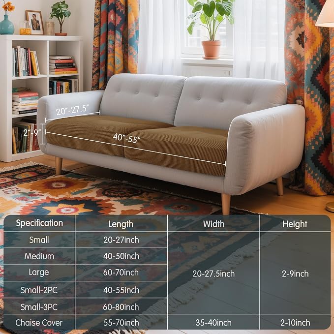 Hokway Stretch Couch Cushion Covers, 2 Piece Individual Sofa Cushion - Image 3