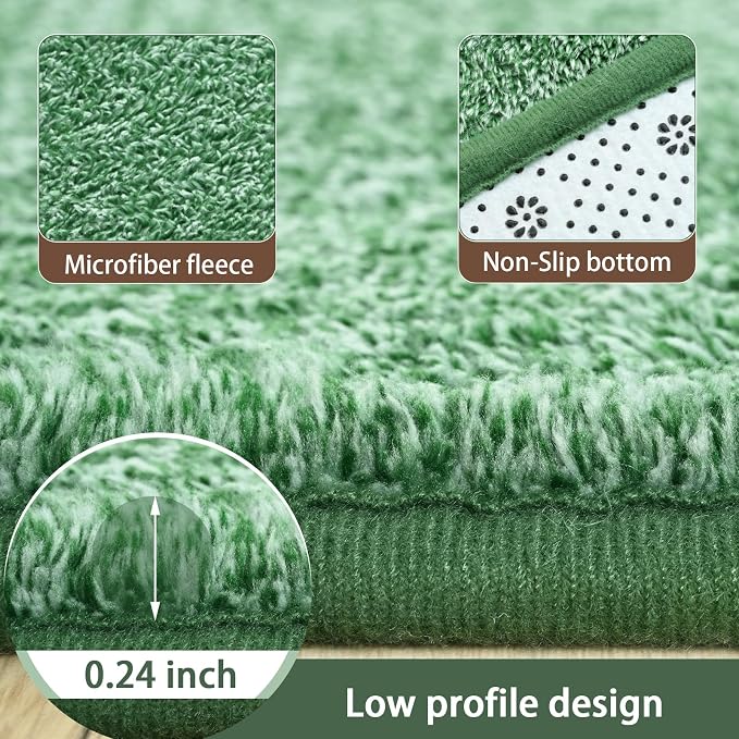 2x8 Runner Rug for Hallway, Long Runner Rugs Non Slip, Matte Green | Soft - Image 6
